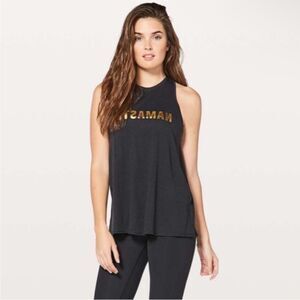 LULULEMON | All Tied Up Namaste Black Gold Open Back Tank Top Women’s Size 8